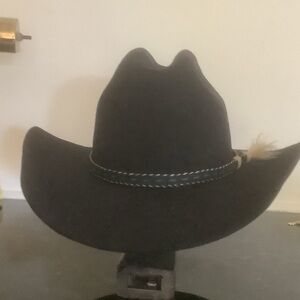 Wrangler Black Cowboy Hat 4x Beaver with Blue Braided Horse Hair Band